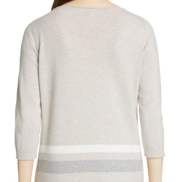 NWOT Fabiana Filippi beige wool-silk-cashmere sweater w/monili trim, 40 XS - Picture 2 of 11
